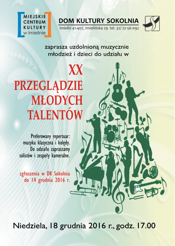 XX PRZEGLAD MŁODYCH TALENTÓW - 18.12.2016 r. godz. 17.00