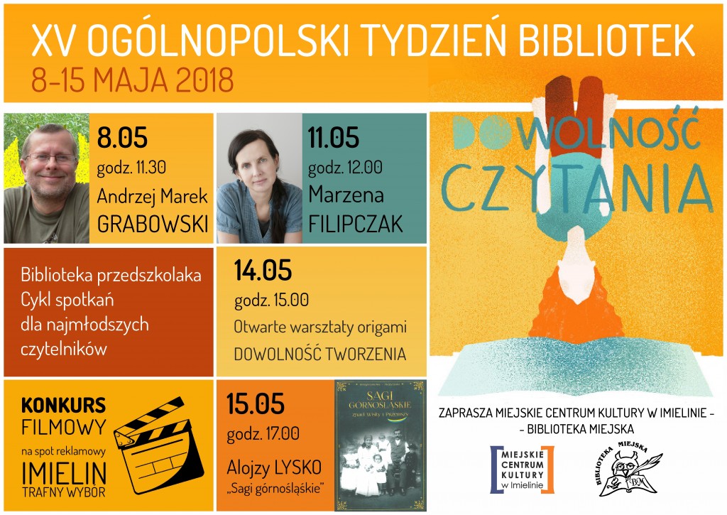 8-15 maja 2018 XV Ogólnopolski Tydzień Bibliotek