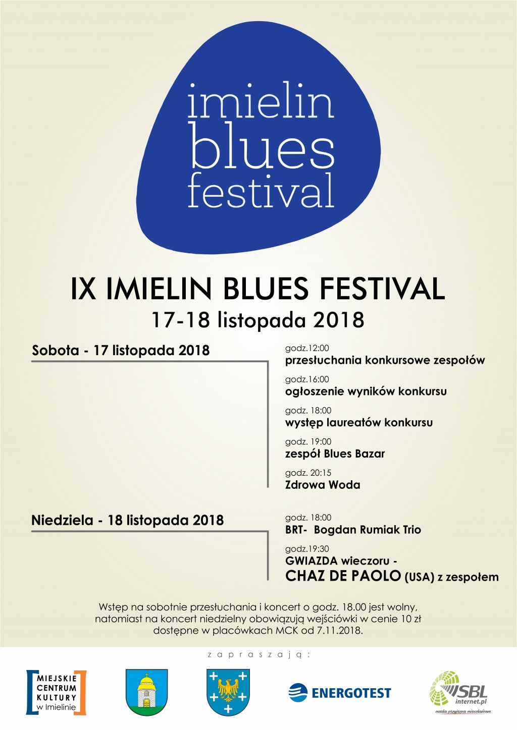 17-18 listopada 2018 - IX Imielin Blues Festival