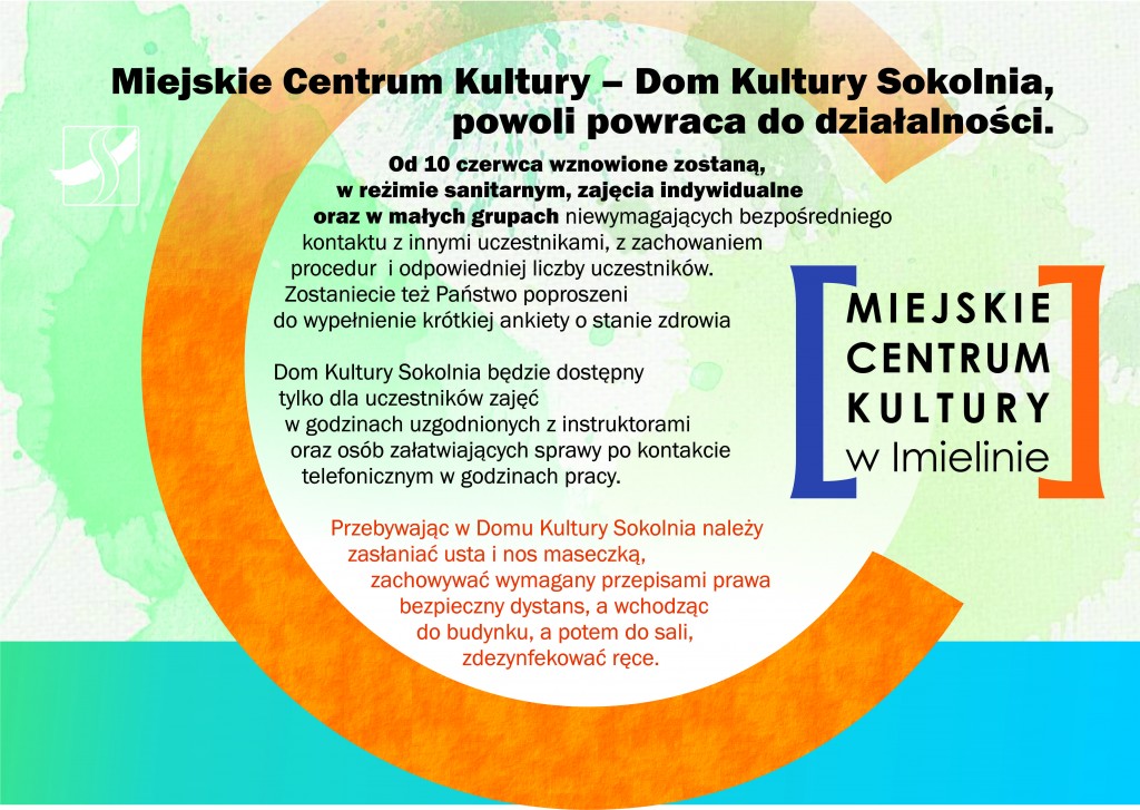 Miejskie Centrum Kultury - Dom Kultury Sokolnia powoli powraca do działalności!