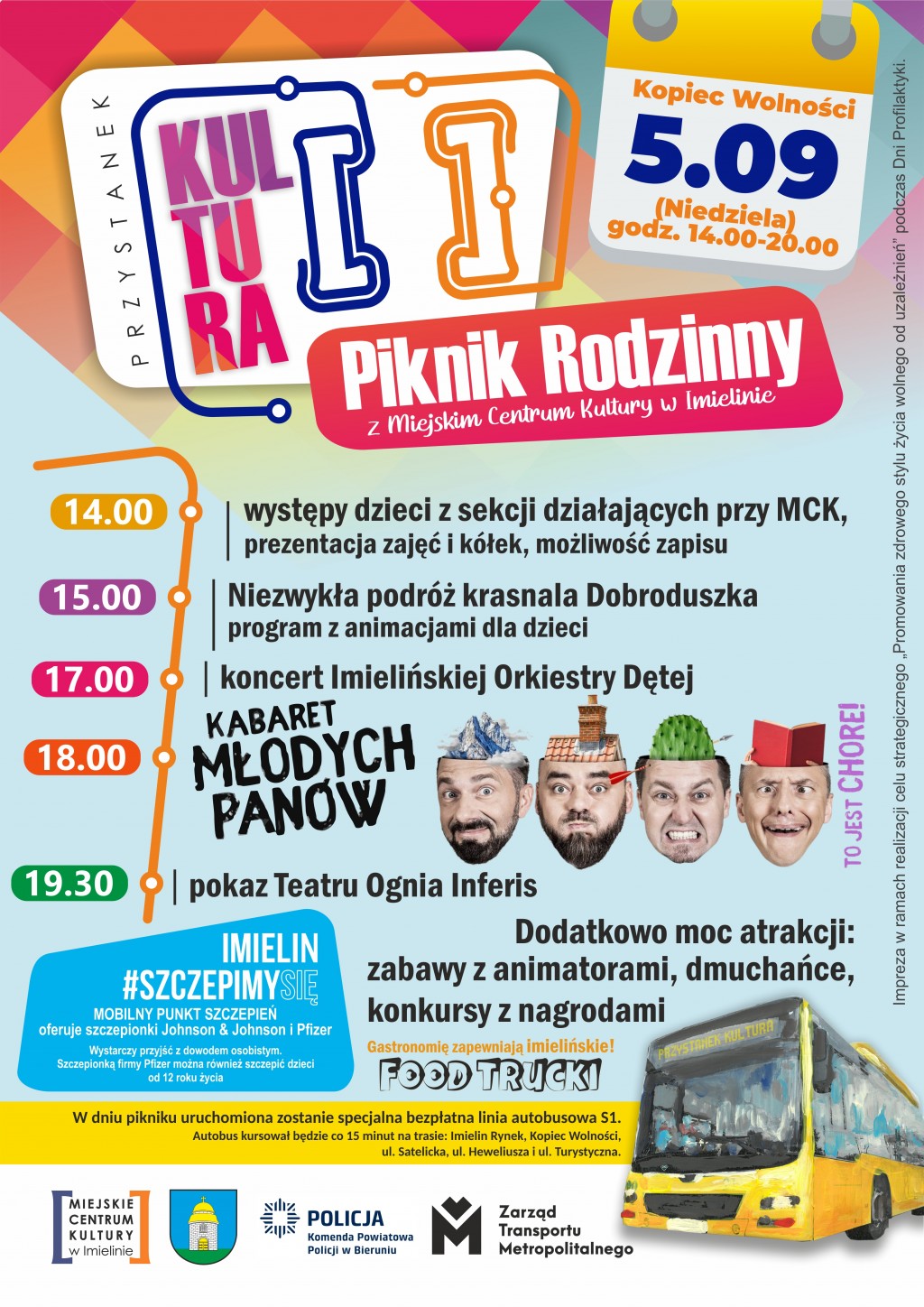 Przystanek Kultura - piknik rodzinny 5 września (niedziela) – godz. 14:00 – 20:00 Kopiec Wolności przy ul. Wyzwolenia